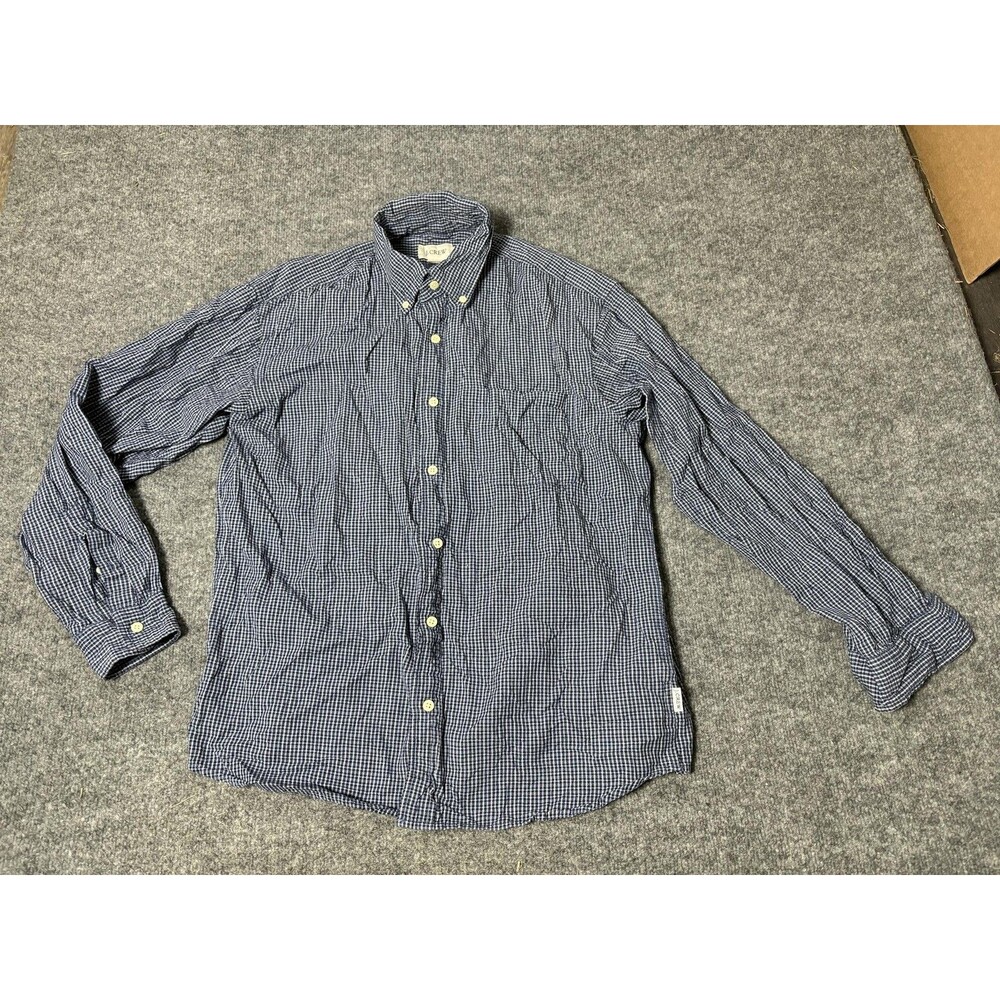 J.CREW Shirt Mens M Blue Long Sleeve Check Woven Button-Down Cotton Casual